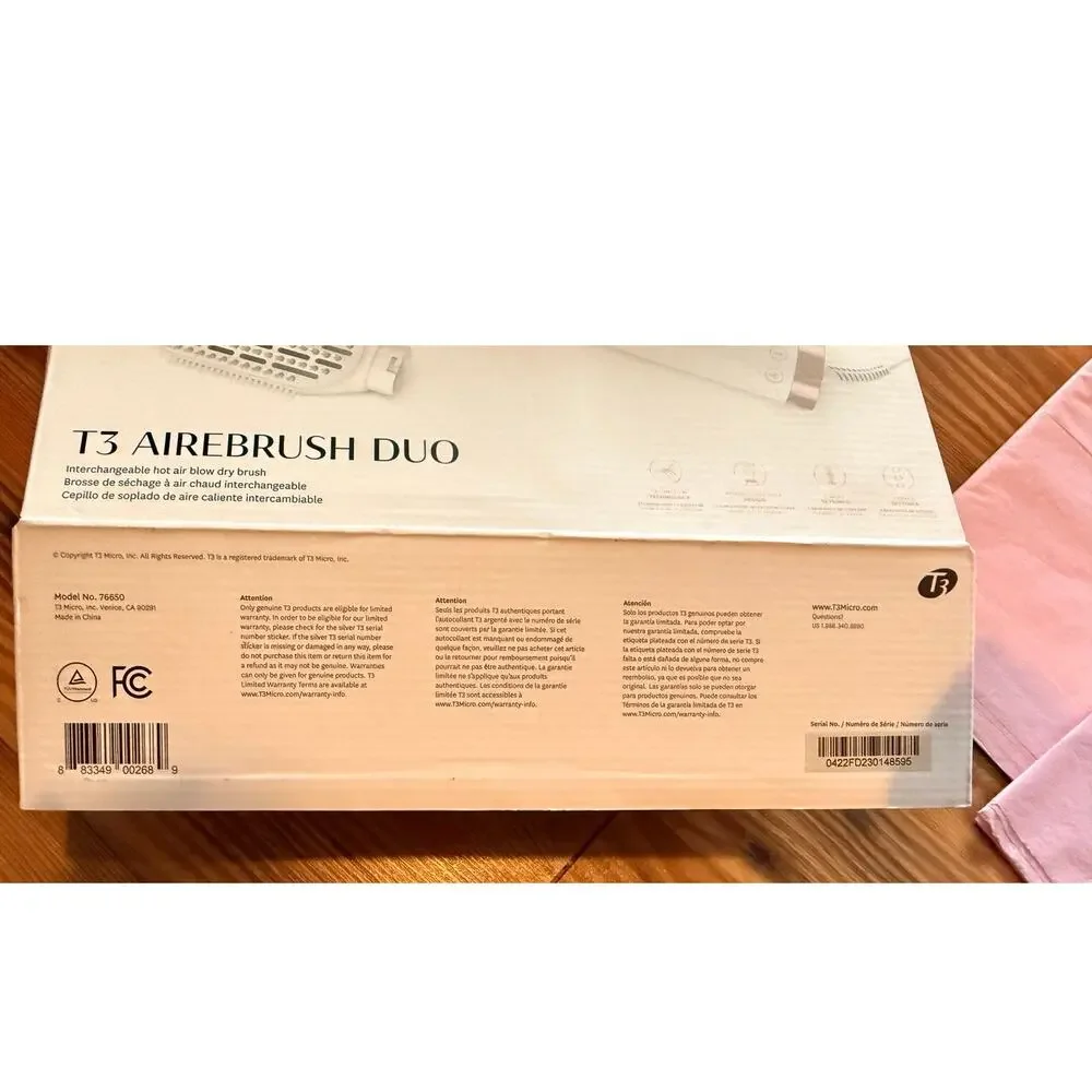 T3 AireBrush Duo Interchangeable Hot Air Blow Dry Brush with Two Attachments